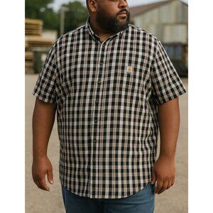 Carhartt Mens Shirt 3XL TALL Big & Tall Plaid Button Down Work Short Sleeve XXXL